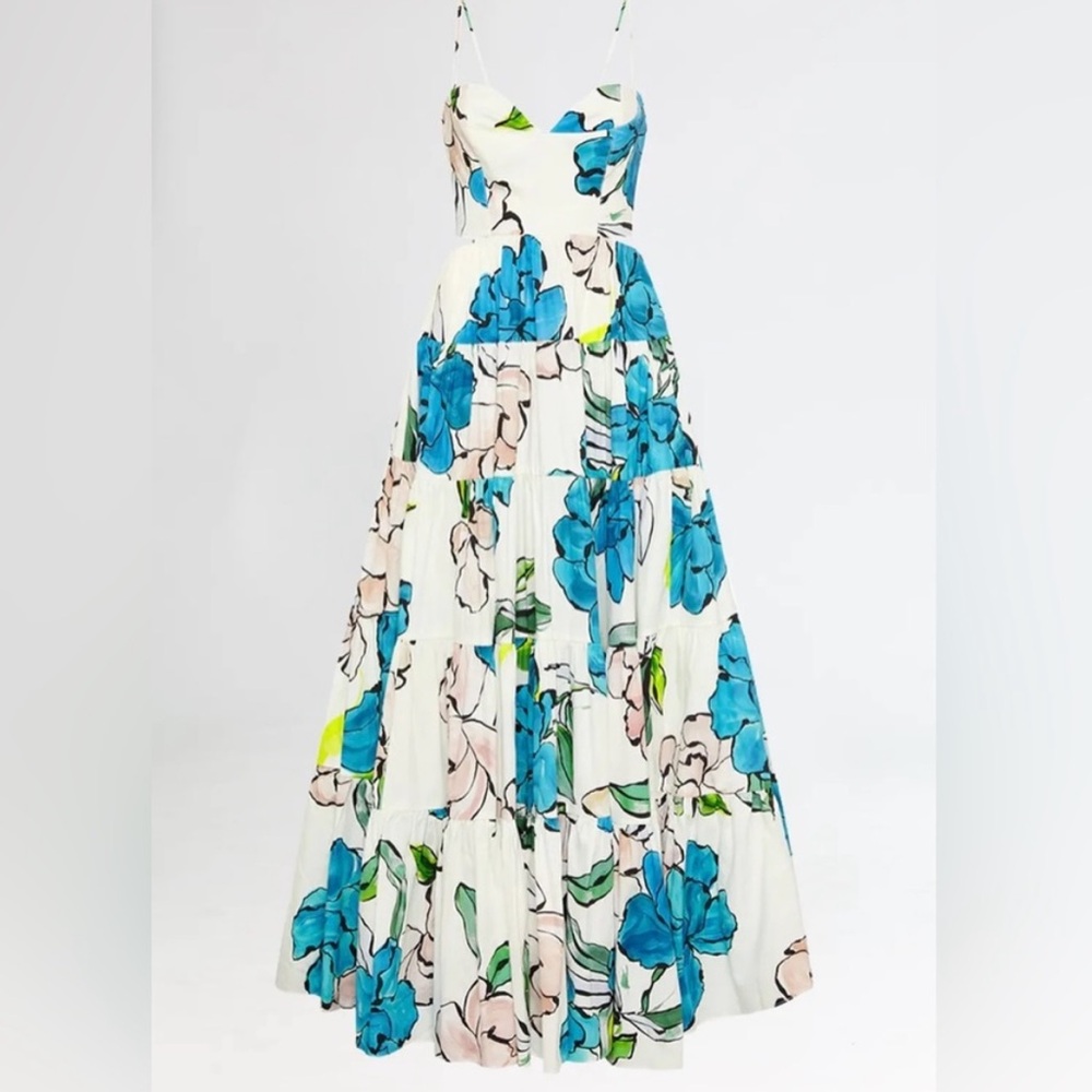AJE Botanical Tiered Maxi Dress - COOL CAMELLIA US0